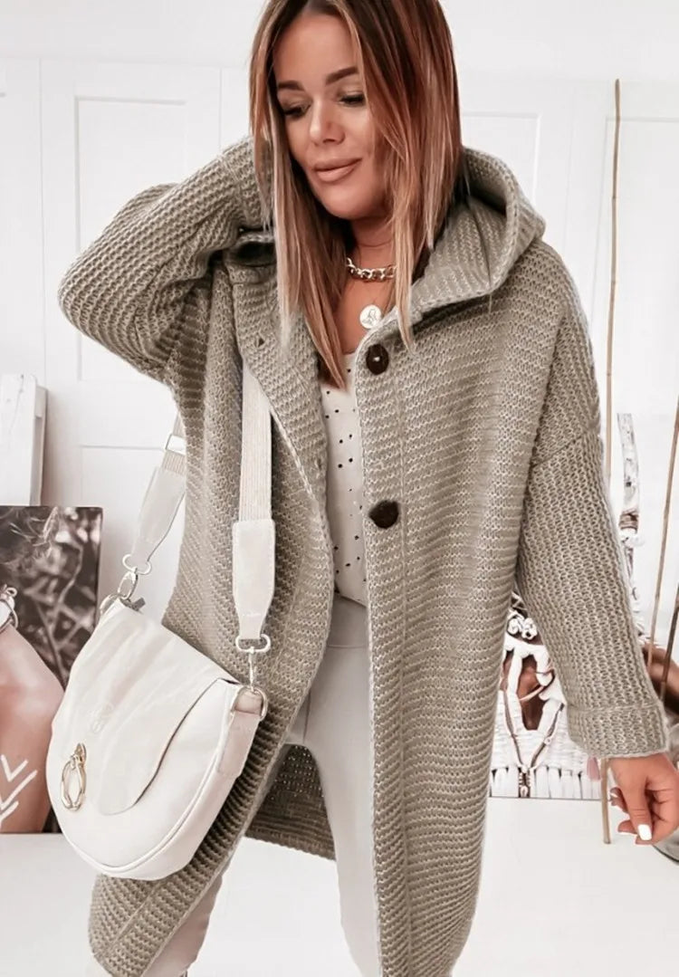 EB | Strick Kapuzenpullover Cardigan mit Knöpfen