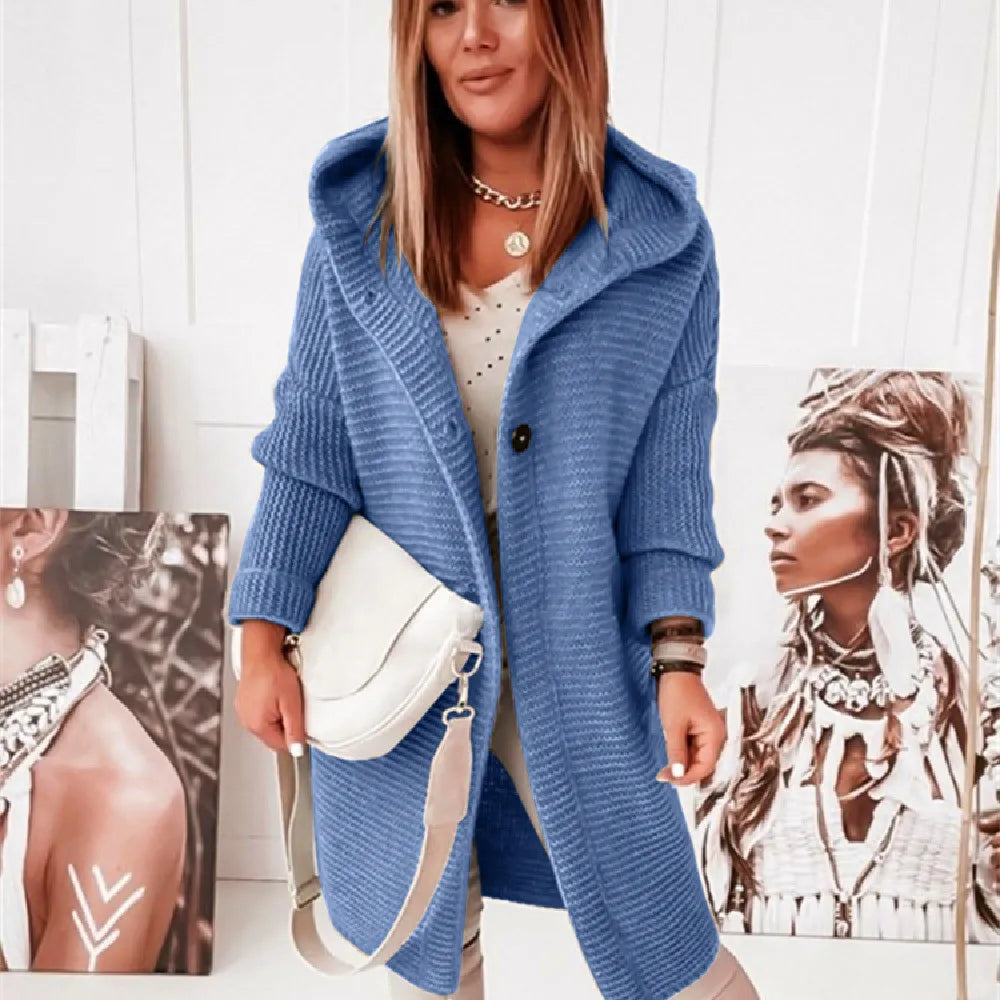 EB | Strick Kapuzenpullover Cardigan mit Knöpfen