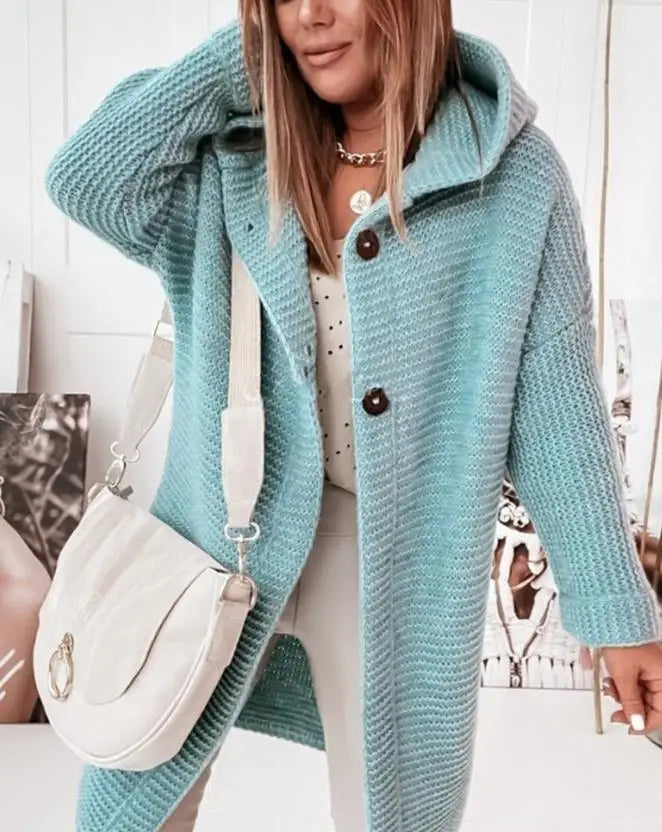 EB | Strick Kapuzenpullover Cardigan mit Knöpfen
