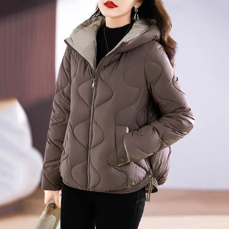 EB | Damen Steppjacke mit Kapuze und Reißverschluss