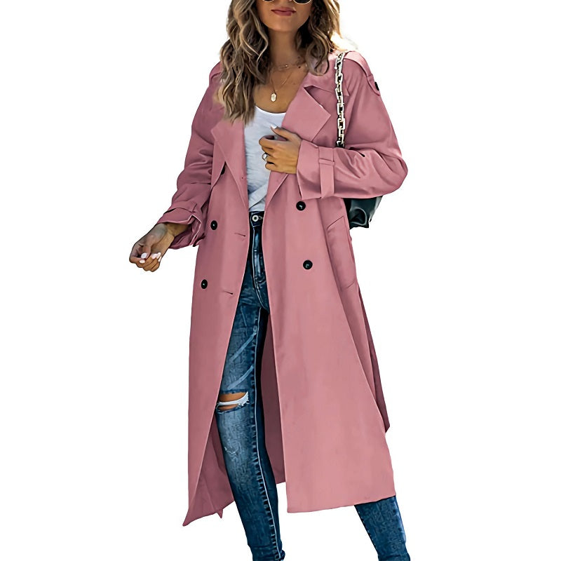 EB | Eleganter Langer Trenchcoat für Damen Moderner Stil mit Klassischem Charme