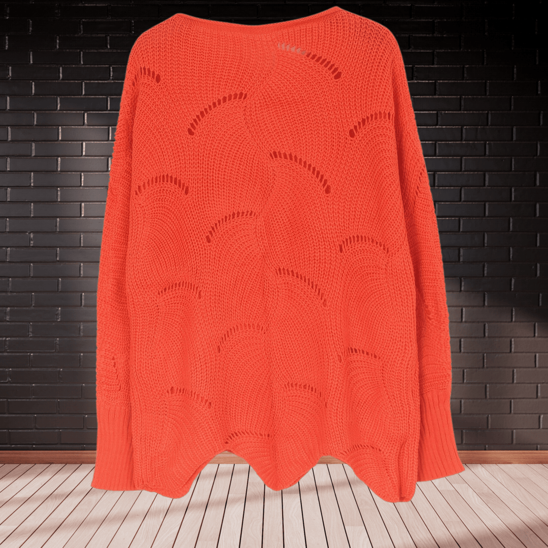 EB | Damen Herbst-Pullover Aus Geripptem Stoff mit Asymmetrischem Saum