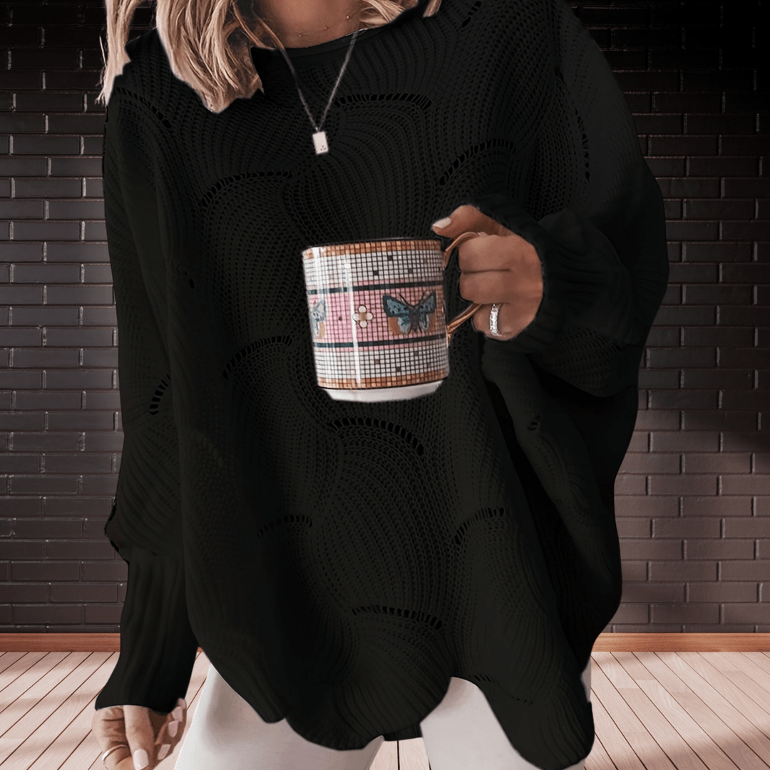 EB | Damen Herbst-Pullover Aus Geripptem Stoff mit Asymmetrischem Saum