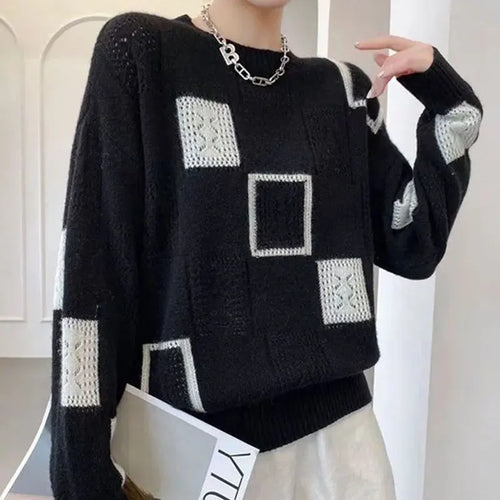 EB | Pullover - Damen Winter Strickpullover mit einzigartigem Muster
