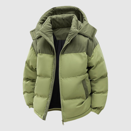 EB | Gequiltete Relaxed Fit Pufferjacke Kapuze mit Reißverschluss Herrenjacke