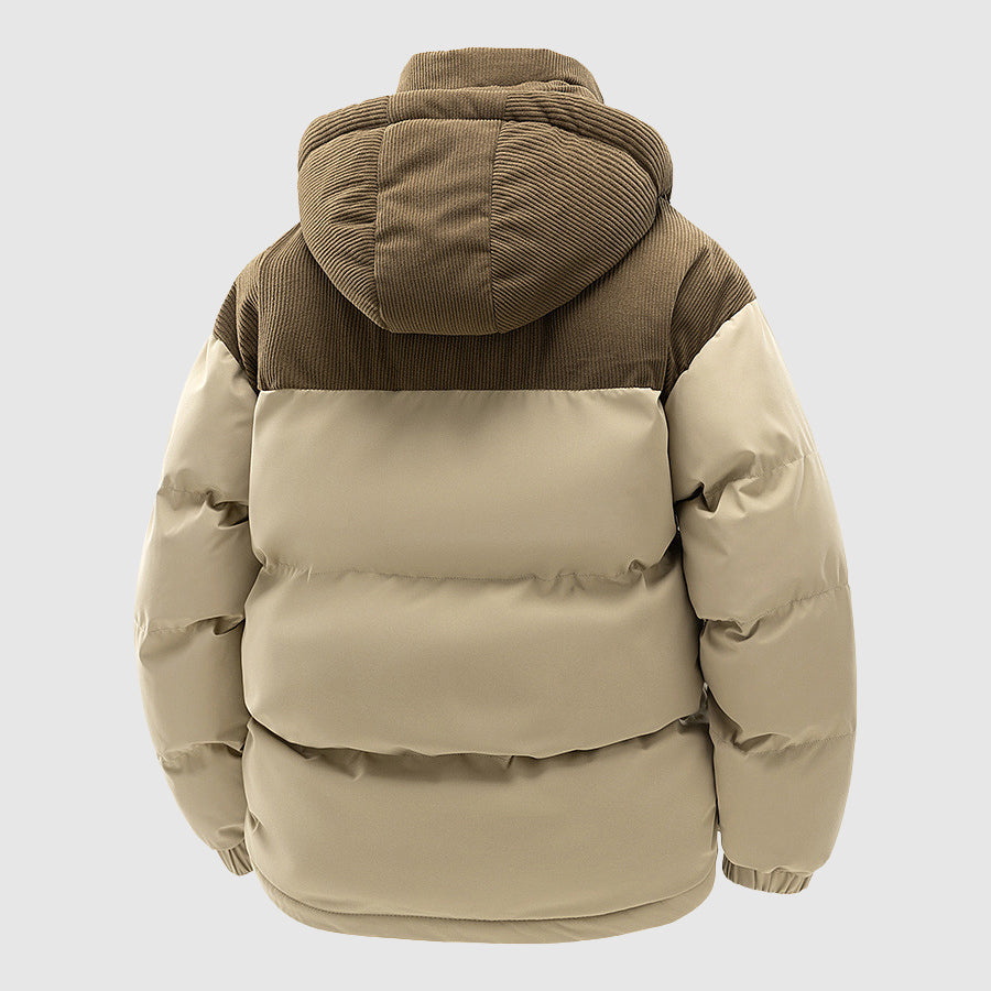EB | Gequiltete Relaxed Fit Pufferjacke Kapuze mit Reißverschluss Herrenjacke