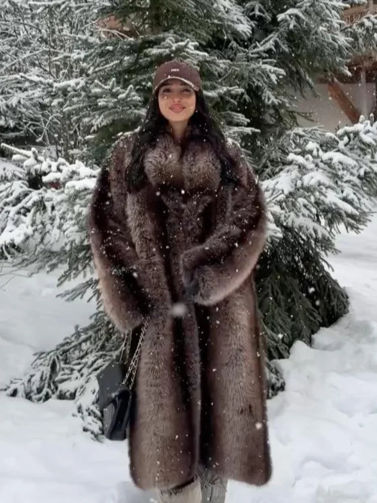 EB | Lange Damenjacke Kunstpelz Damenjacke Winter