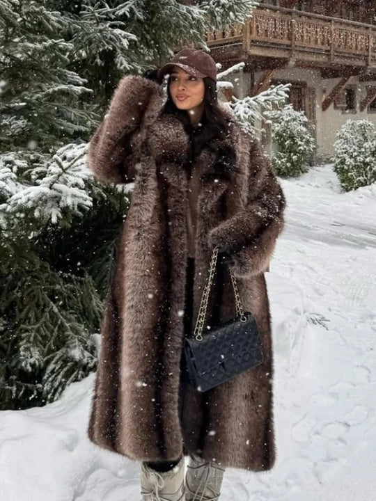 EB | Lange Damenjacke Kunstpelz Damenjacke Winter