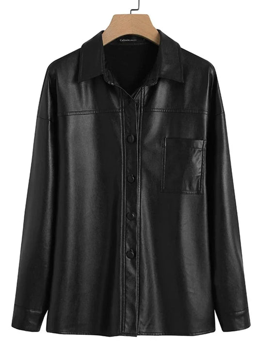 EB | Damen Kunstlederjacke mit Langen Ärmeln
