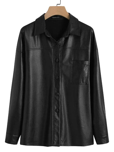 EB | Damen Kunstlederjacke mit Langen Ärmeln