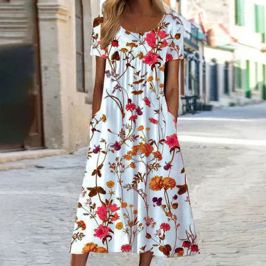 EB | Blumiges Midi Elegante Sommerkleider Damen