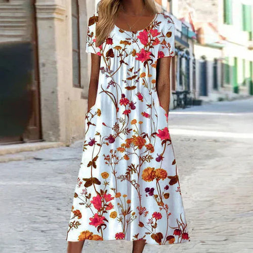EB | Blumiges Midi Elegante Sommerkleider Damen