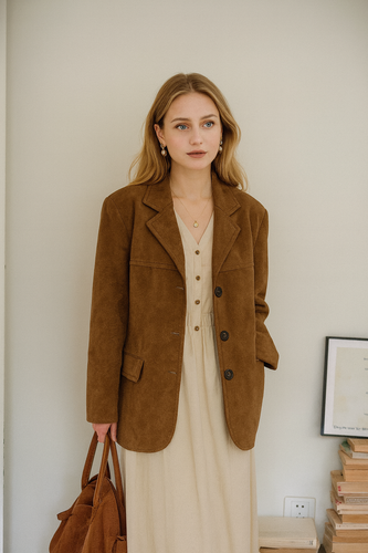 EB | Vintage-Blazer aus braunem Wildleder Melissa
