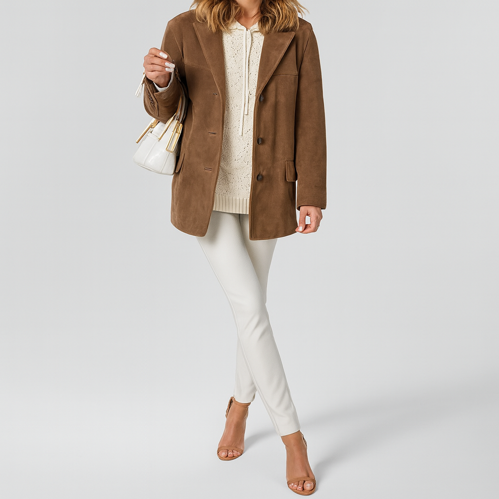 EB | Braune retro Jacke mit langen Ärmeln Alina