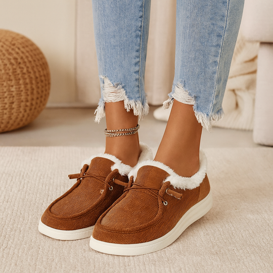 Élise | Kuschelige Winterschuhe aus Cord mit Fellfutter EB