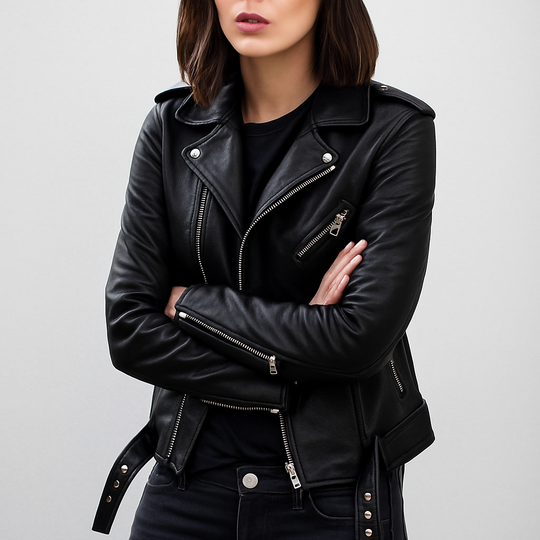 EB | Slim Fit Biker Lederjacke für Damen