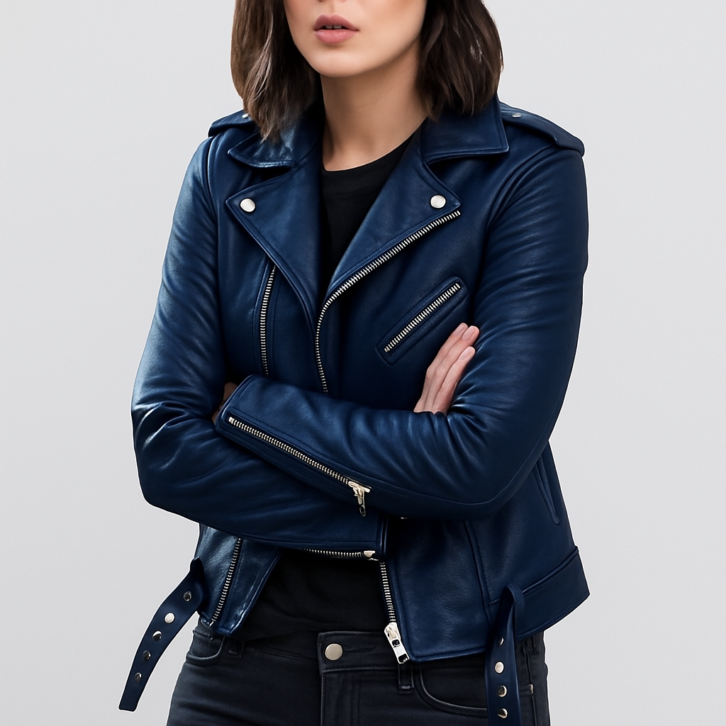 EB | Slim Fit Biker Lederjacke für Damen