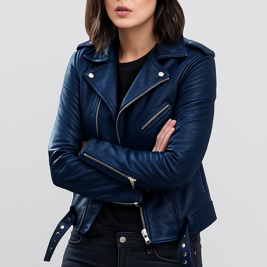 EB | Slim Fit Biker Lederjacke für Damen