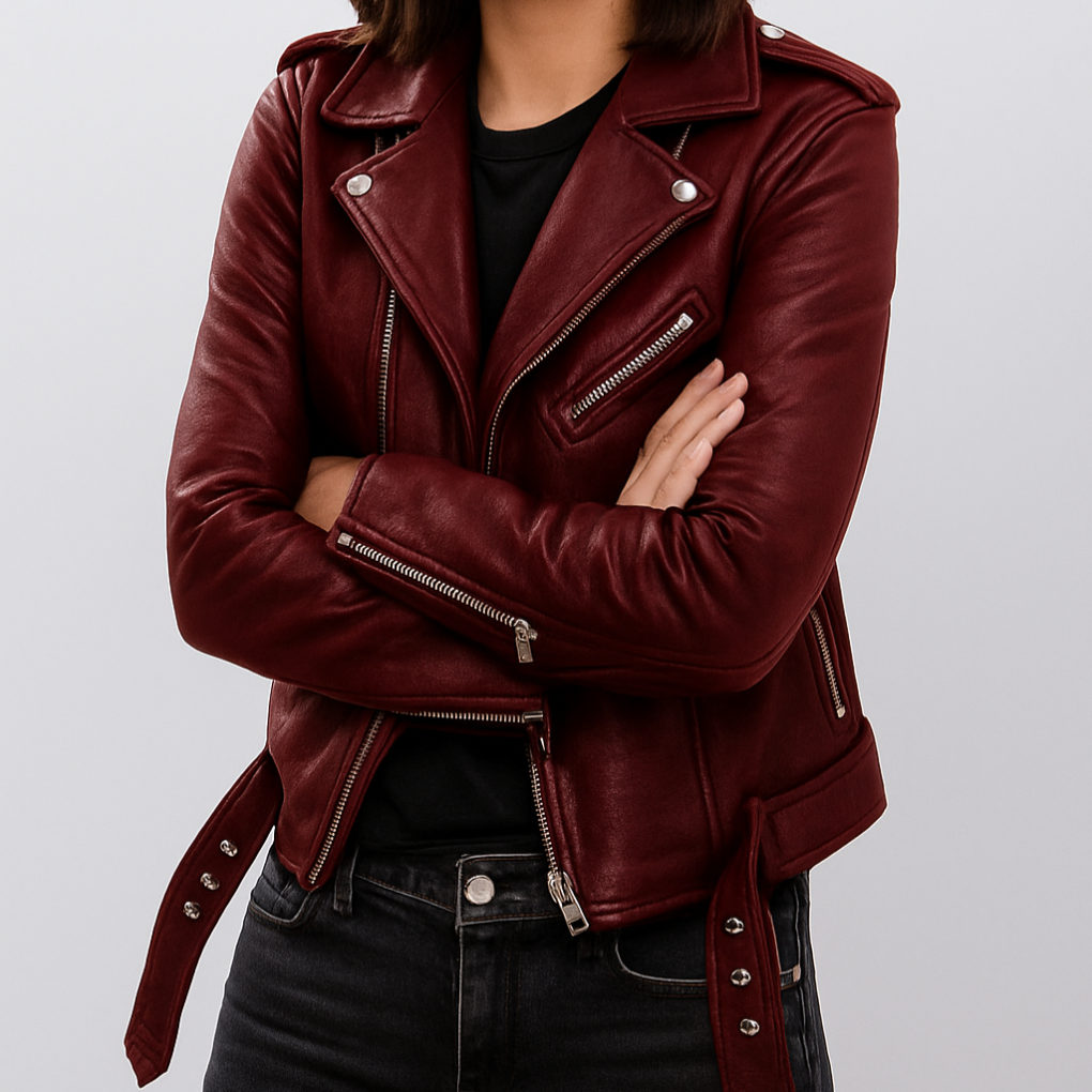EB | Slim Fit Biker Lederjacke für Damen
