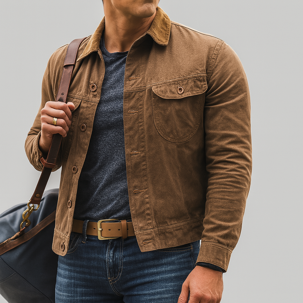 EB | Vintage Robuste Outdoorjacke mit Knopfverschluss für Herren