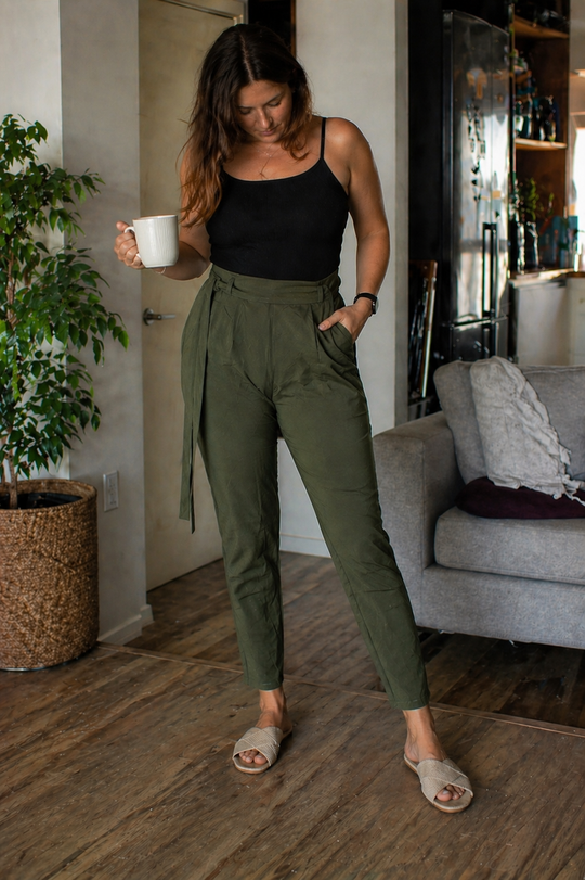 EB Damen Stoffhose High Waist Slim Fit mit Gürtel