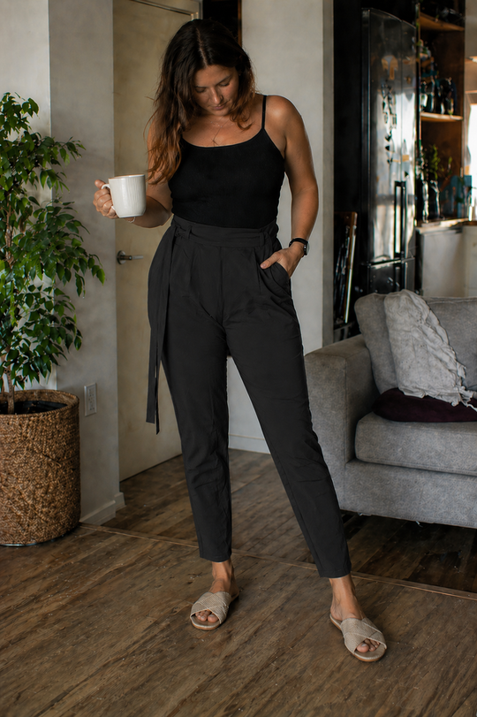 EB Damen Stoffhose High Waist Slim Fit mit Gürtel
