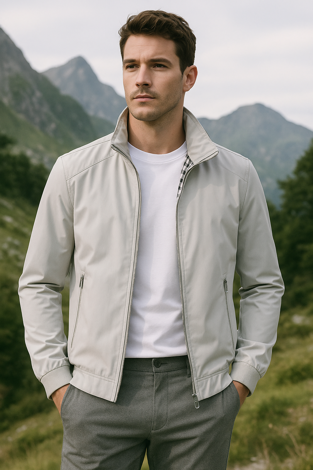 EB Herren Leichte Reißverschlussjacke mit Stehkragen