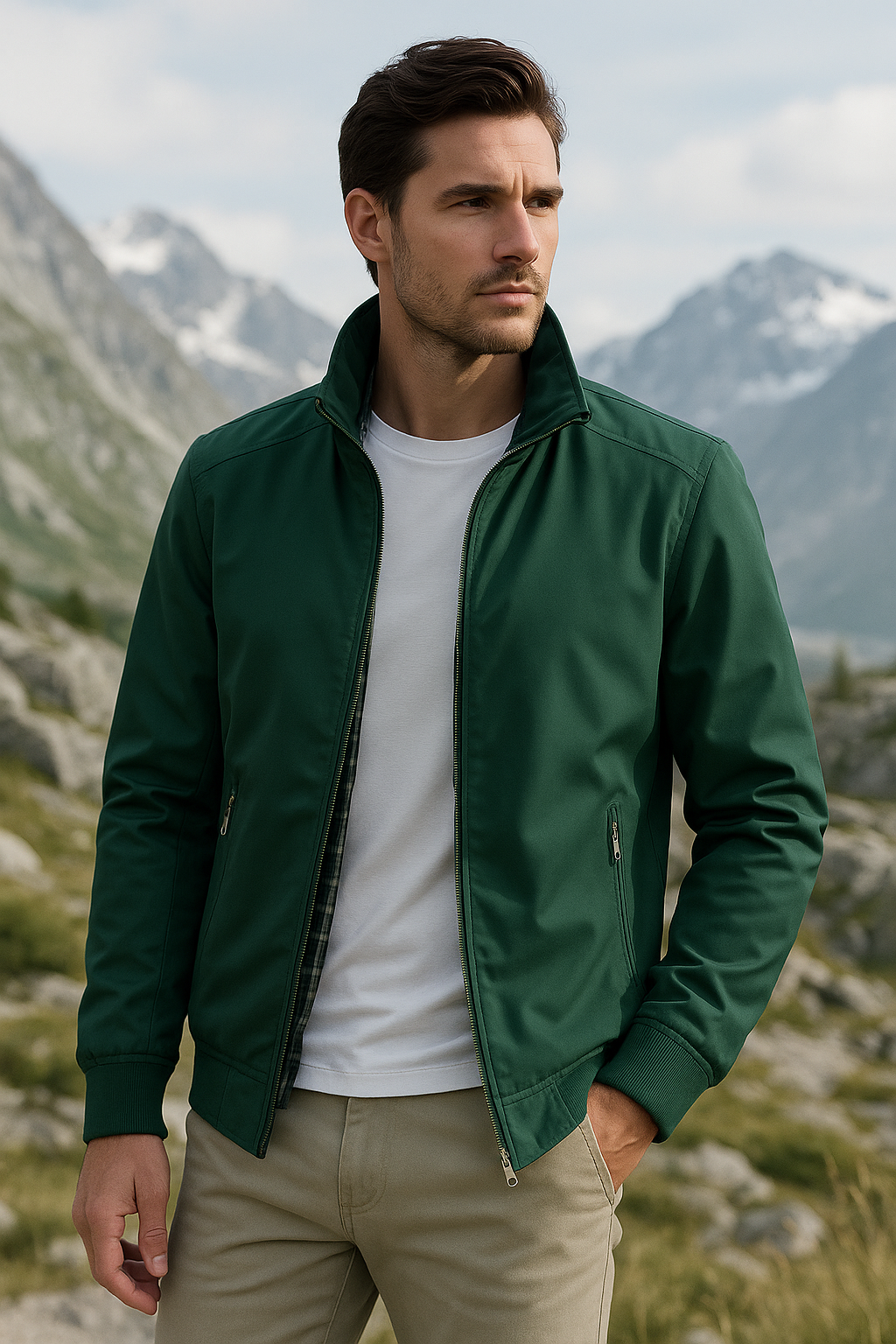 EB Herren Leichte Reißverschlussjacke mit Stehkragen