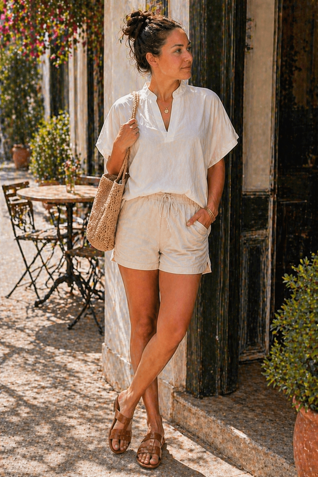 EB Damen Bluse V-Ausschnitt Locker Langarm