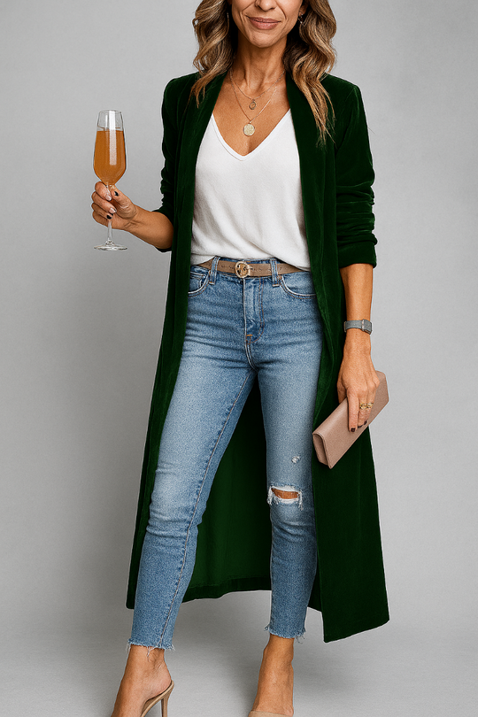 EB | Lange Stoffjacke für Damen