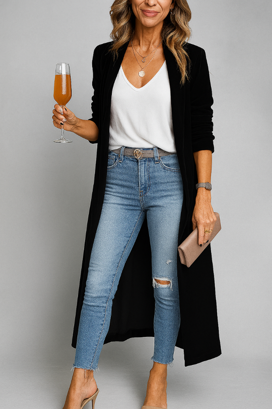 EB | Lange Stoffjacke für Damen