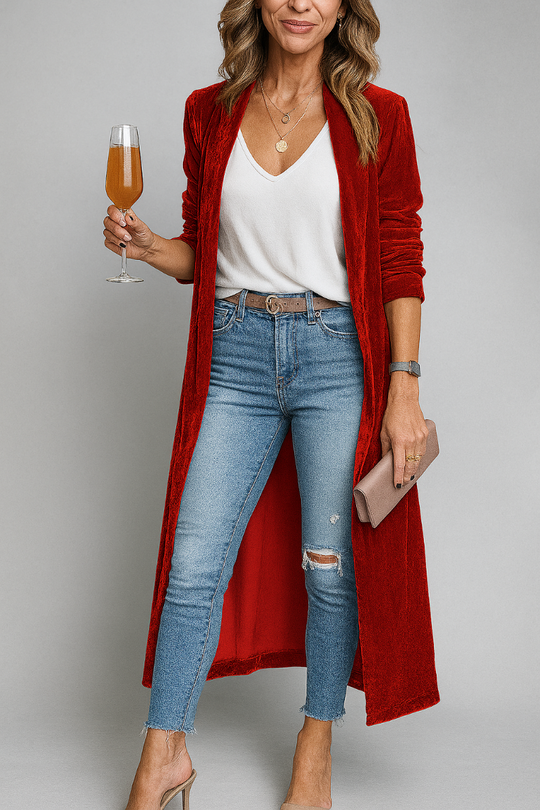 EB | Lange Stoffjacke für Damen