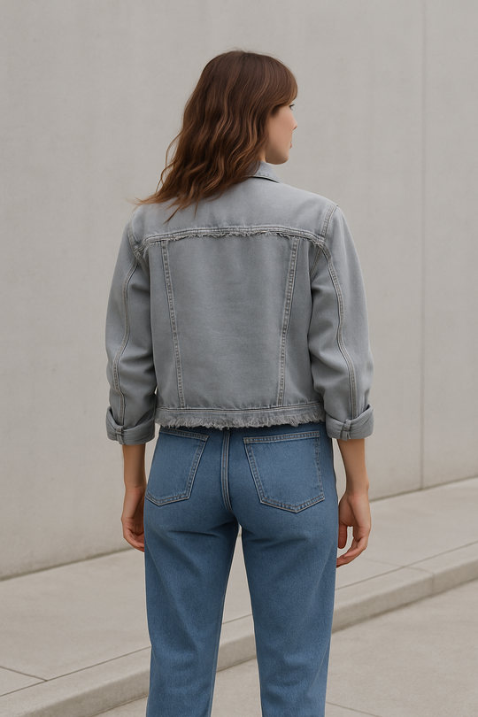 EB | Lässige Damen Denimjacke mit Langen Ärmeln