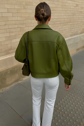 EB | Trendy Übergröße PU-Lederjacke