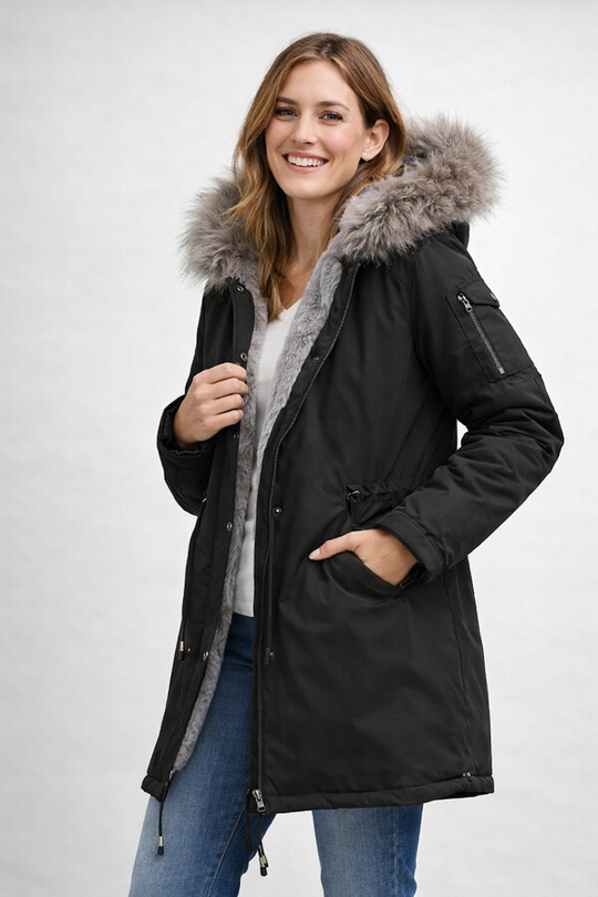 EB | Damen Parka Fellkapuze Fleecefutter