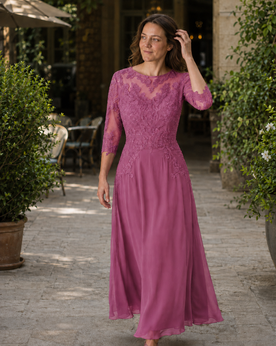 EB Damen Abendkleid mit Spitzenoberteil und fließendem Rock
