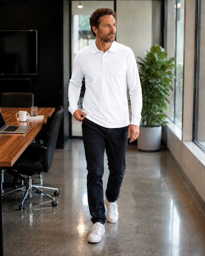 EB Herren Langarm-Polo mit Knopfleiste