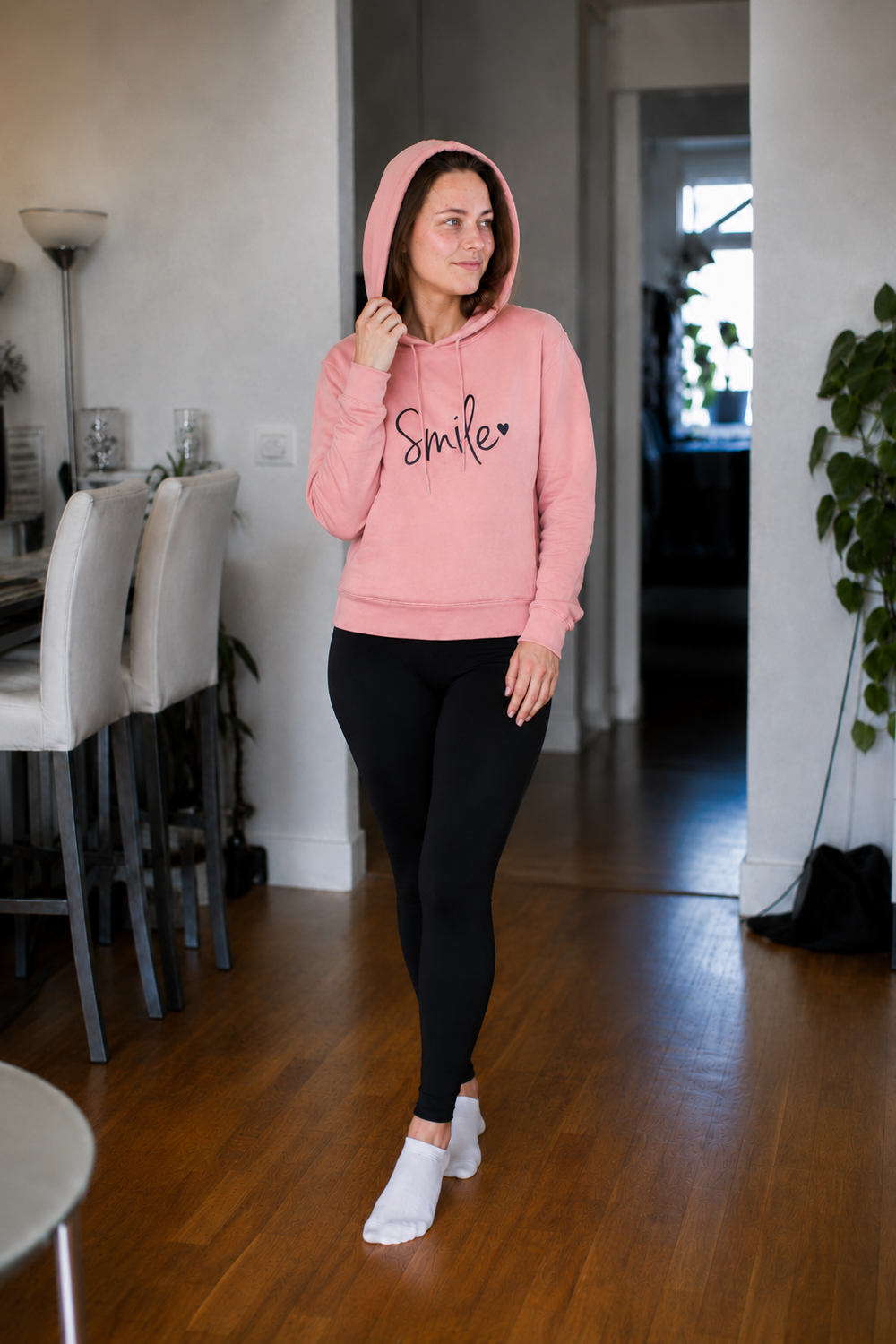 EB Damen Hoodie mit Smile-Print und Kapuze