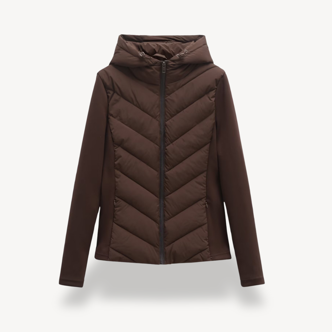 Damen Textil Jacke mit Chevron-Steppung & Kapuze | EB