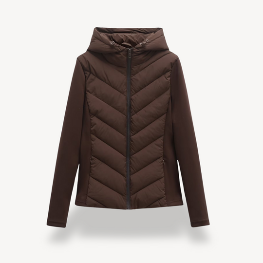 Damen Textil Jacke mit Chevron-Steppung & Kapuze | EB