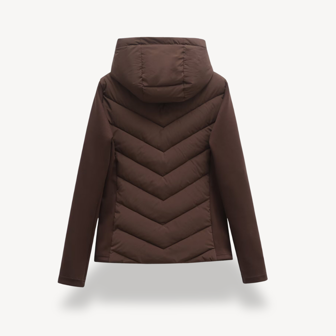 Damen Textil Jacke mit Chevron-Steppung & Kapuze | EB