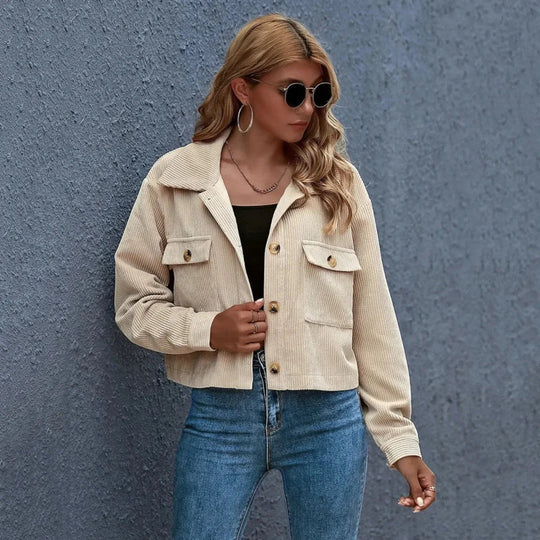 EB | Kragen Cropped Cord-Jacke