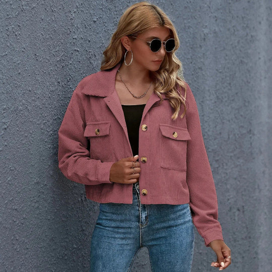 EB | Kragen Cropped Cord-Jacke