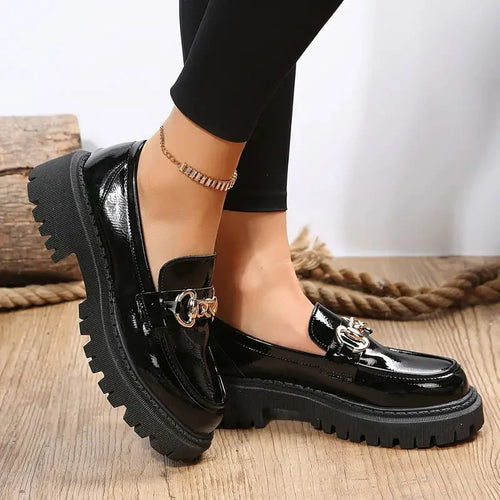Chunky Loafers, Slip-On, Dekorationskette, Damenschuhe, Plattformschuhe EB