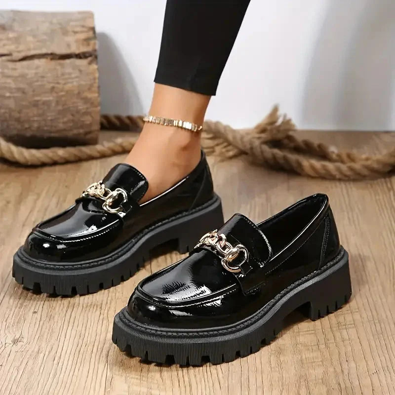 Chunky Loafers, Slip-On, Dekorationskette, Damenschuhe, Plattformschuhe EB