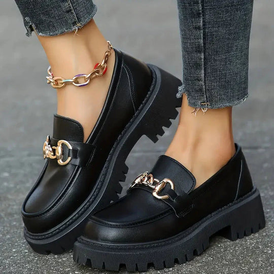 Chunky Loafers, Slip-On, Dekorationskette, Damenschuhe, Plattformschuhe EB