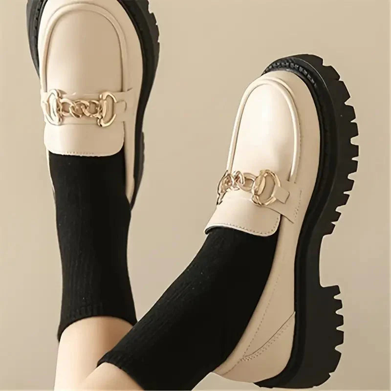 Chunky Loafers, Slip-On, Dekorationskette, Damenschuhe, Plattformschuhe EB