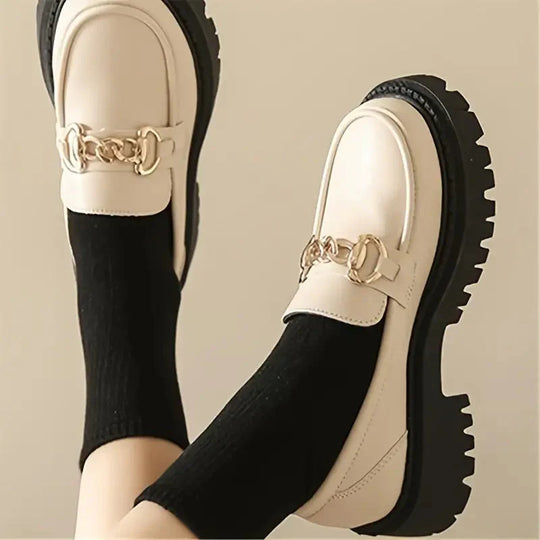 Chunky Loafers, Slip-On, Dekorationskette, Damenschuhe, Plattformschuhe EB