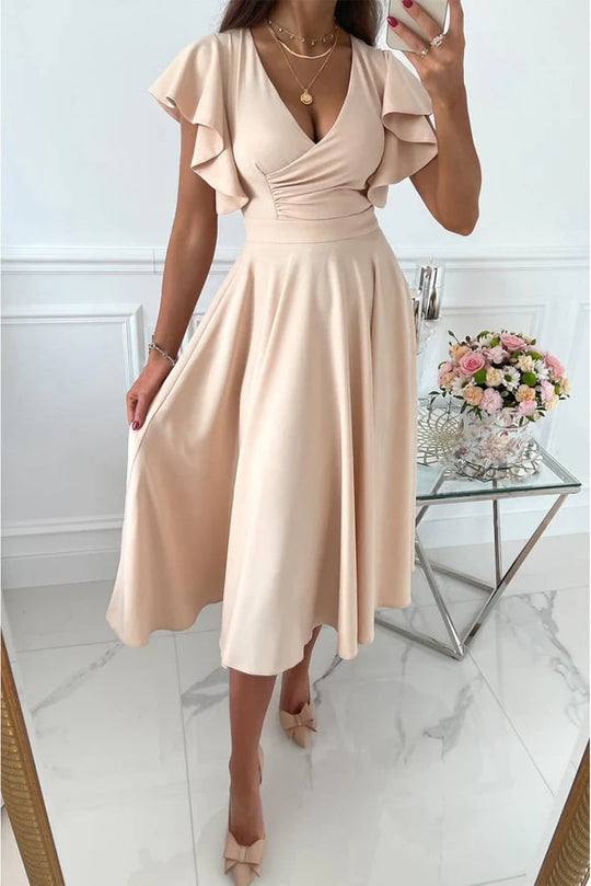 EB | Elegantes Midi Kleid mit Schmetterlingsärmeln