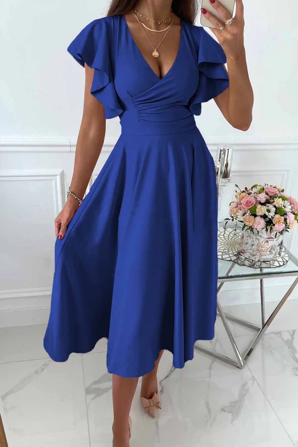 EB | Elegantes Midi Kleid mit Schmetterlingsärmeln